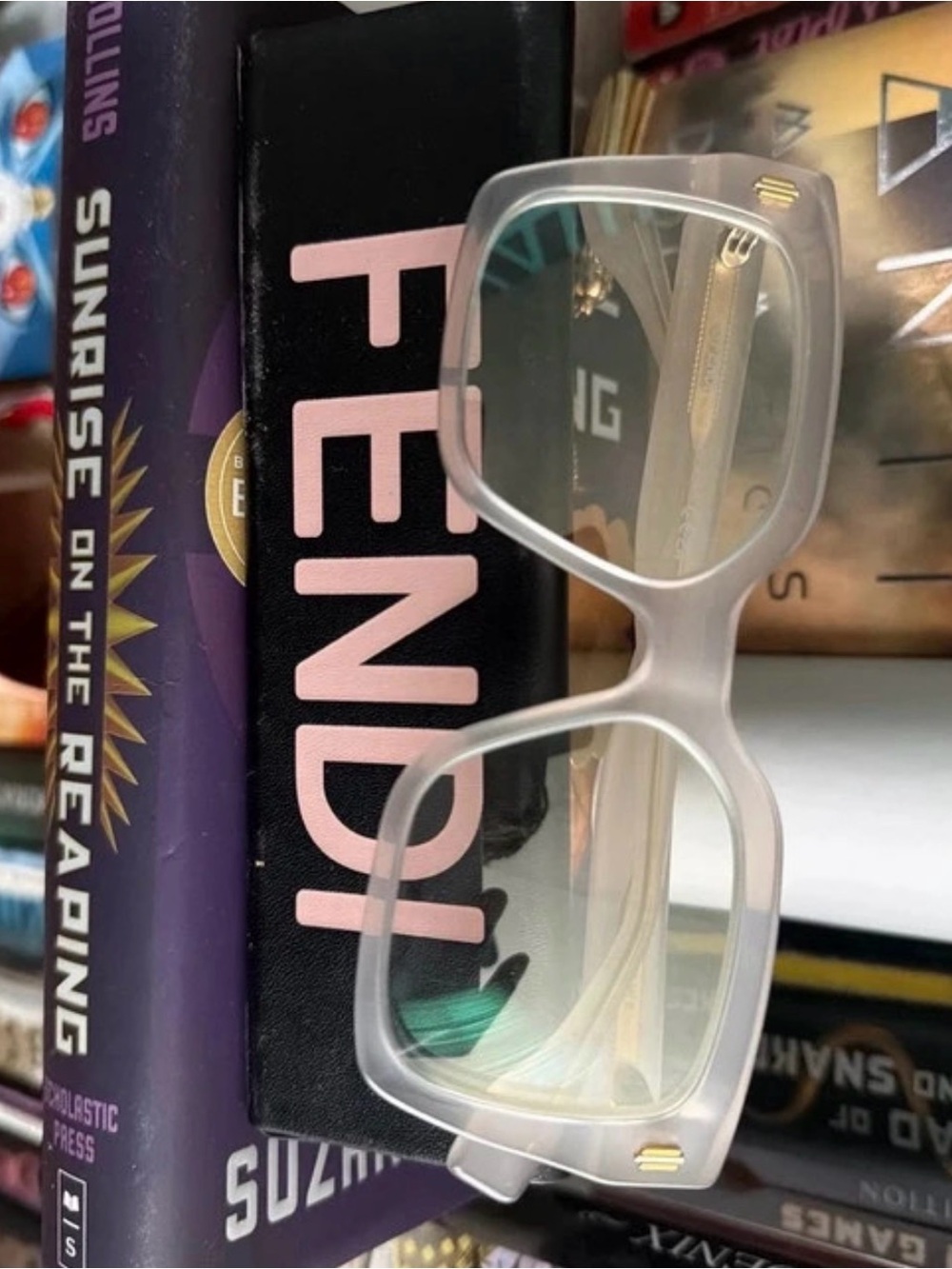 Fendi Translucent White/Clear Square Glasses